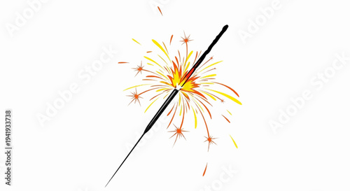 A hand-held sparkler bursts with bright orange and yellow sparks