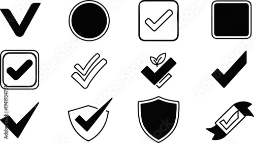 A grid of twelve graphic icons representing various forms of verification and approval