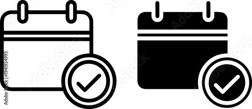 Two calendar icons with checkmarks for planning and organization
