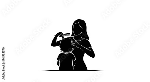 Mother and Child Silhouette Illustration.