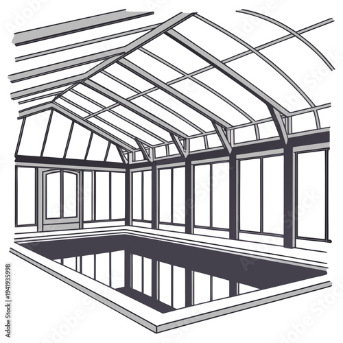 Indoor swimming pool with glass roof and walls indoor pool