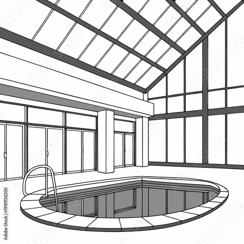 Indoor pool with glass roof and walls glass walls luxury