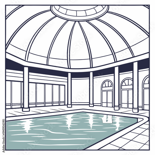 Indoor pool area with domed ceiling and columns wellness center
