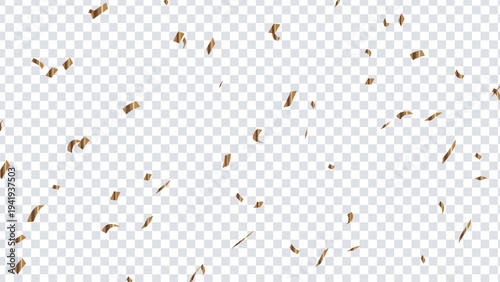 Scattered golden particles on a transparent background with subtle randomness Vector illustration
