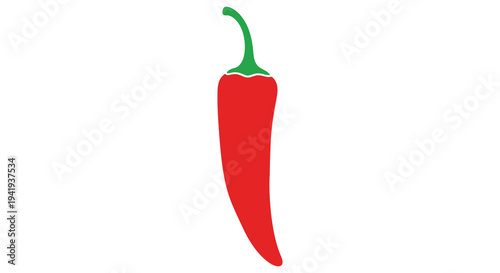 A vibrant red chili pepper illustration with a green stem presented as a bold silhouette