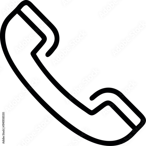 Old style phone receiver resting on a flat surface with clear lines and simple design, shown from the side Generative AI
