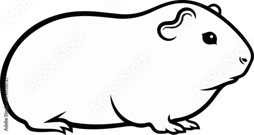 A simple black and white outline illustration of a guinea pig