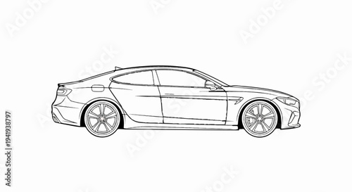 A detailed sketch of a modern, sleek two-door sports coupe