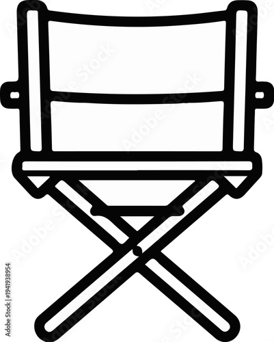 A simple black and white outline of a director's chair