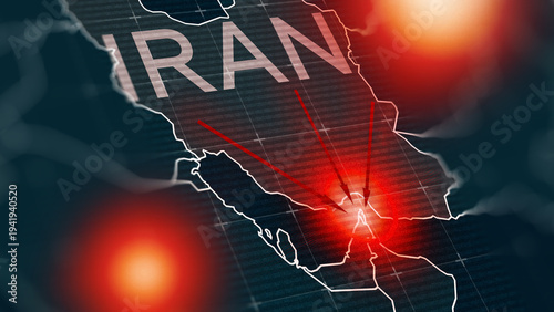 Conflict map highlighting tensions between Iran and the USA in the Middle East region