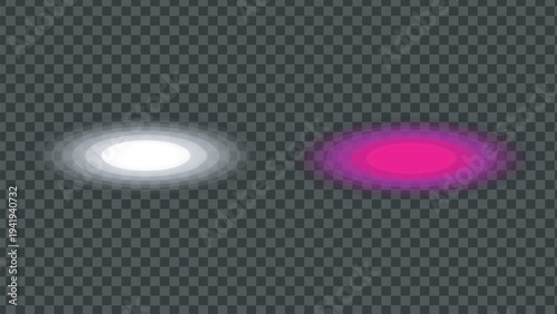 Two contrasting elliptical shapes with differing luminosity and color against dark background Vector illustration