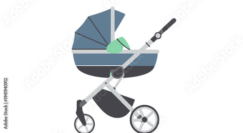 Modern baby stroller with canopy in minimalist design
