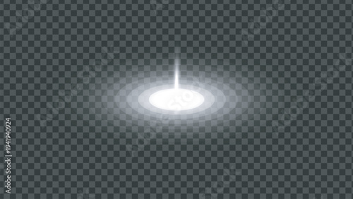 Mysterious glowing orb with radiating streak against dark background Vector illustration