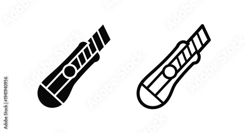 Two utility knives in different styles a bold black silhouette