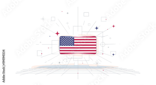 Modern geometric design featuring the usa flag and abstract elements