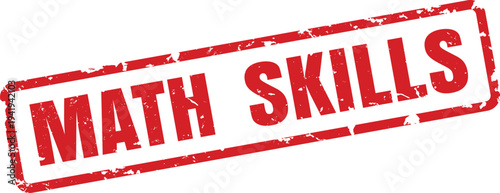 Red Grunge MATH SKILLS Stamp Label Vector