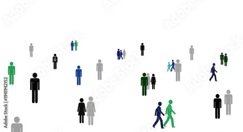 Diverse Crowd of People Walking in Various Directions.