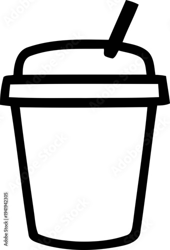 Coffee cup with straws in various styles. Coffee cup lid icon, disposable drink cup with lid and angled straw icon, Vector illustration !
