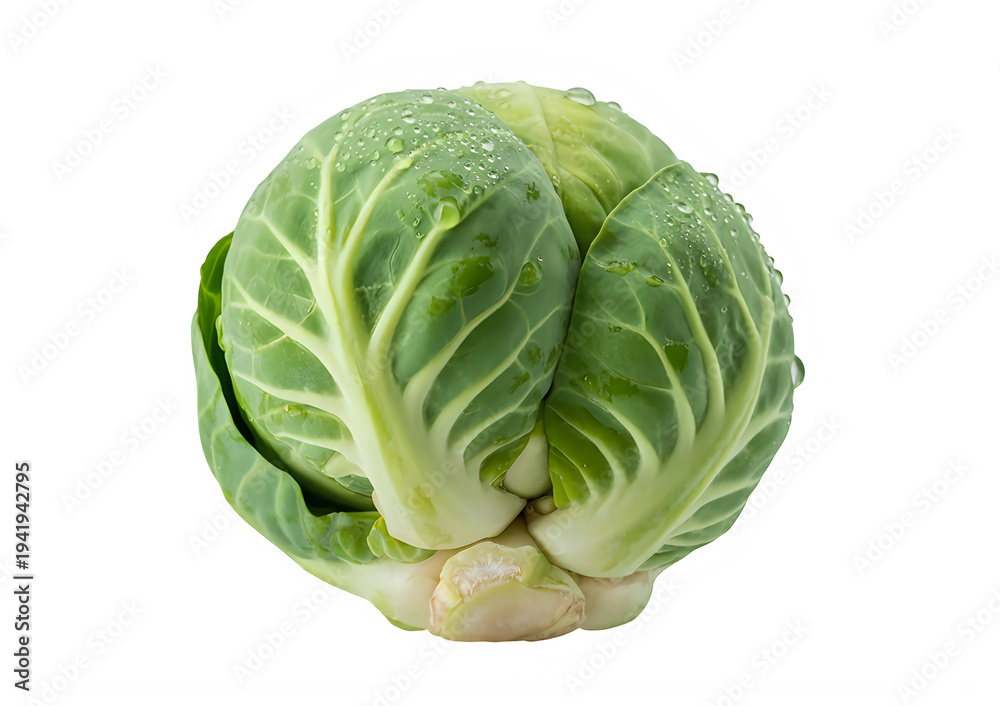 Obraz premium Fresh green cabbage vegetable on white background
