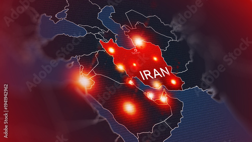 Map shows USA and Iran conflict locations with highlights in the Middle East region