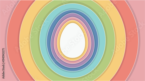 Abstract Easter Egg Background with Pastel Rainbow Layers.