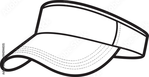 Black and white line drawing of a visor cap on a white background.