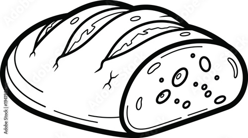 A crusty loaf of bread with a slice cut off