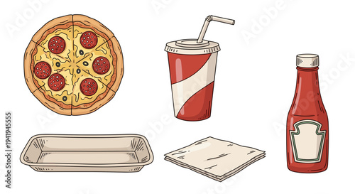 A peaceful man sleeps soundly with a sleep cap, surrounded by a pillow, coffee cup, blanket, and oil lamp, depicting rest.