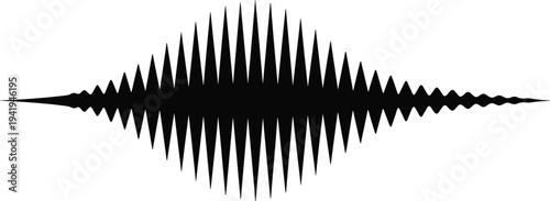 Abstract black audio waveform sound wave illustration isolated on light background, digital music frequency visualization, modern signal spectrum design for technology and audio concept