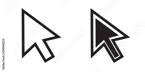 Mouse cursor pointer icon set. Computer click arrow navigation symbol vector.