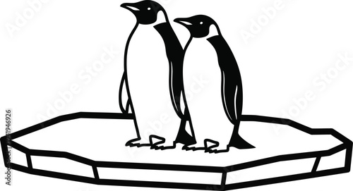 Two penguins standing on an iceberg