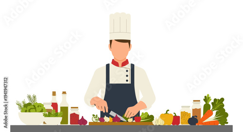 Chef preparing fresh ingredients in a modern kitchen setting