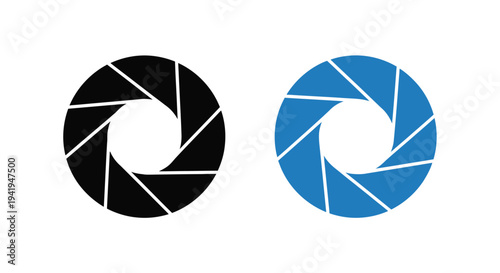Camera aperture design in black and blue a striking silhouette