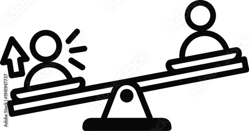 Balance scale illustration showing unequal weight distribution between two individuals, wqe (685) reference