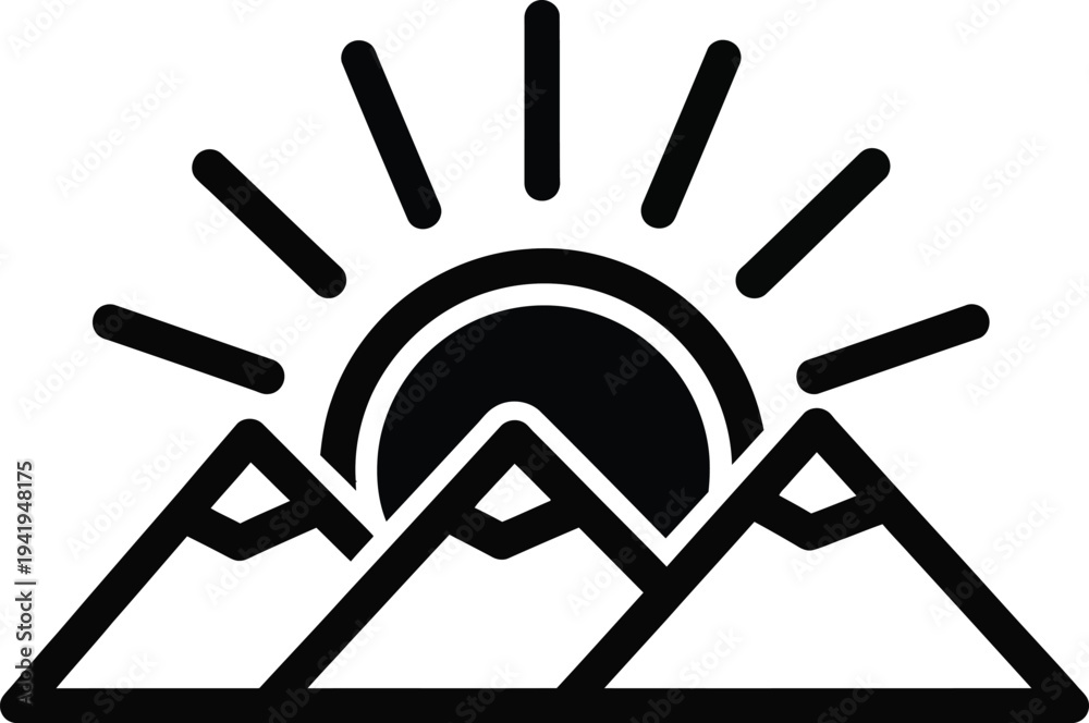 Fototapeta premium Sunrise over majestic mountains with radiant beams illustration wqe 690