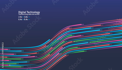 Colorful abstract background vector design featuring a flow of rainbow waves and blue light curve lines on a creative wallpaper backdrop for business web banner templates
