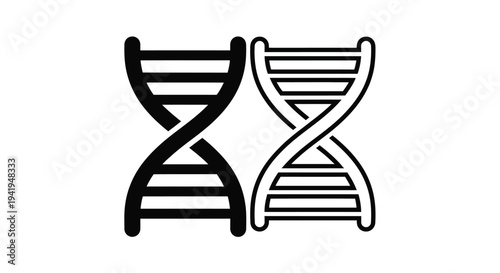 Two dna double helix structures displayed as a bold silhouette