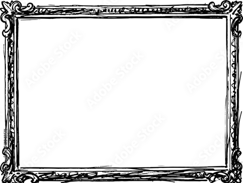Ornate vintage rectangular frame with decorative floral and scrollwork design border