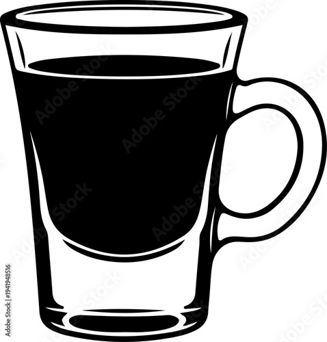 Espresso shot glass silhouette vector illustration
