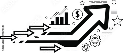 Business growth concept with increasing arrows and financial symbols illustration wqe 692