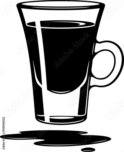 Espresso shot glass silhouette vector illustration