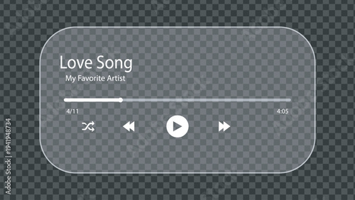 Minimalist music player displaying a love song track by an unknown artist Vector illustration