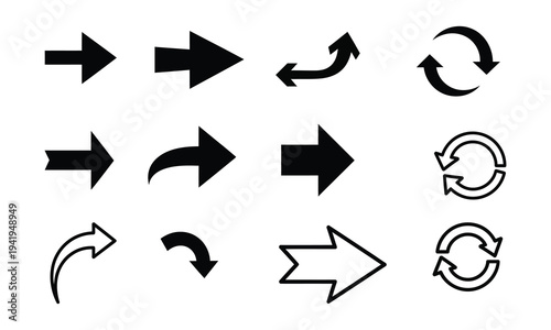 Collection of black and white arrow icons