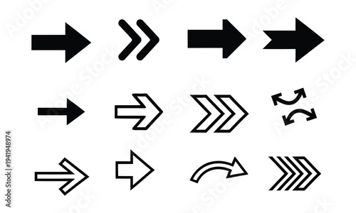 Collection of various arrow icons and symbols