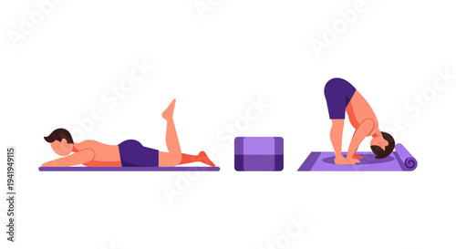 Exercise routine: flat style yoga poses for wellness and flexibility training