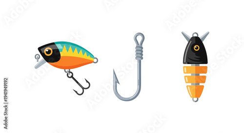 Bright fishing lures and hook collection for enthusiastic anglers