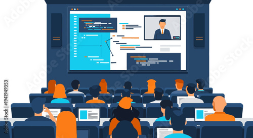 Virtual tech conference: diverse audience engaged in interactive coding presentation