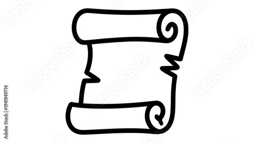 A simple hand-drawn outline of an old unrolled scroll or parchment icon.