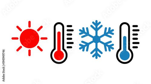 A concise visual comparing contrasting elements of hot and cold climates or conditions.