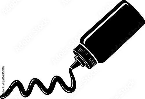 Squeeze Bottle Drawing Zigzag Cheese Line vector illustration